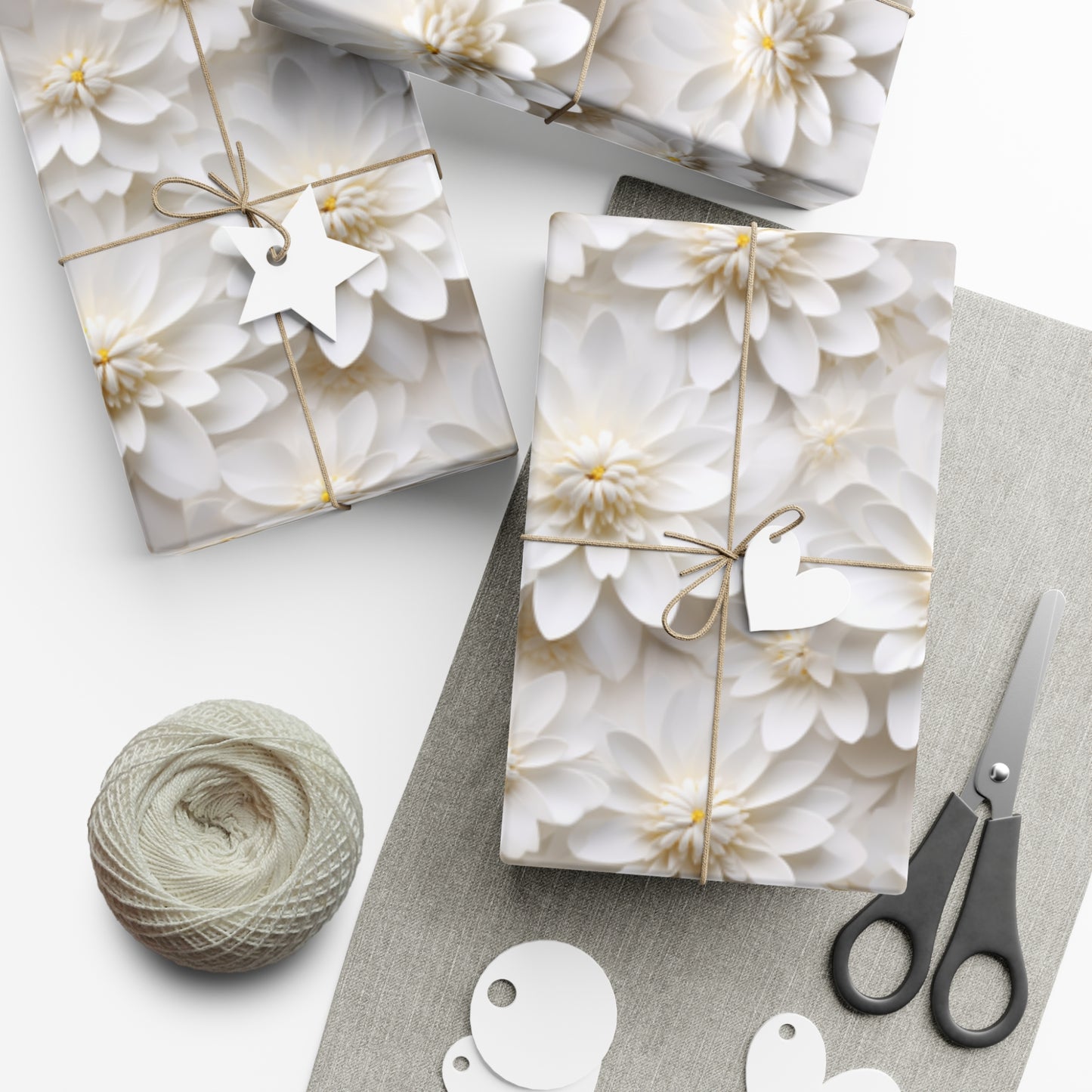 Gift Wrap Papers White Dahlia