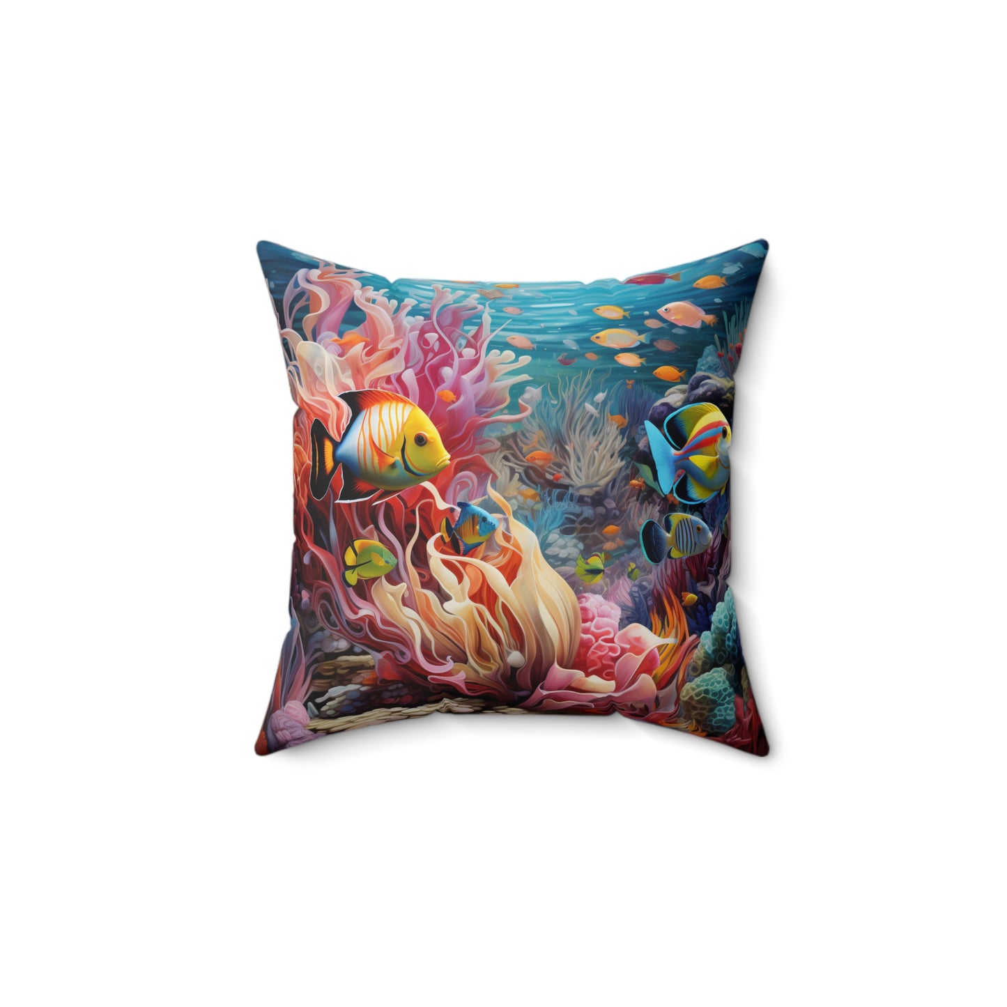 Spun Polyester Square Pillow Coral Reefer