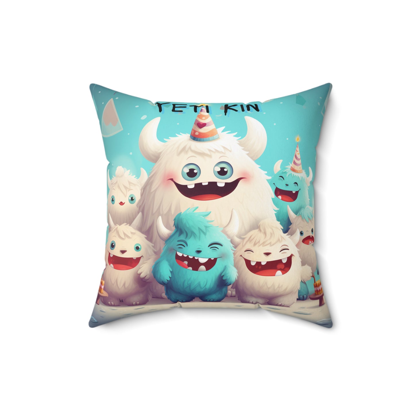 Spun Polyester Square Pillow Rompus... Yeti Kin