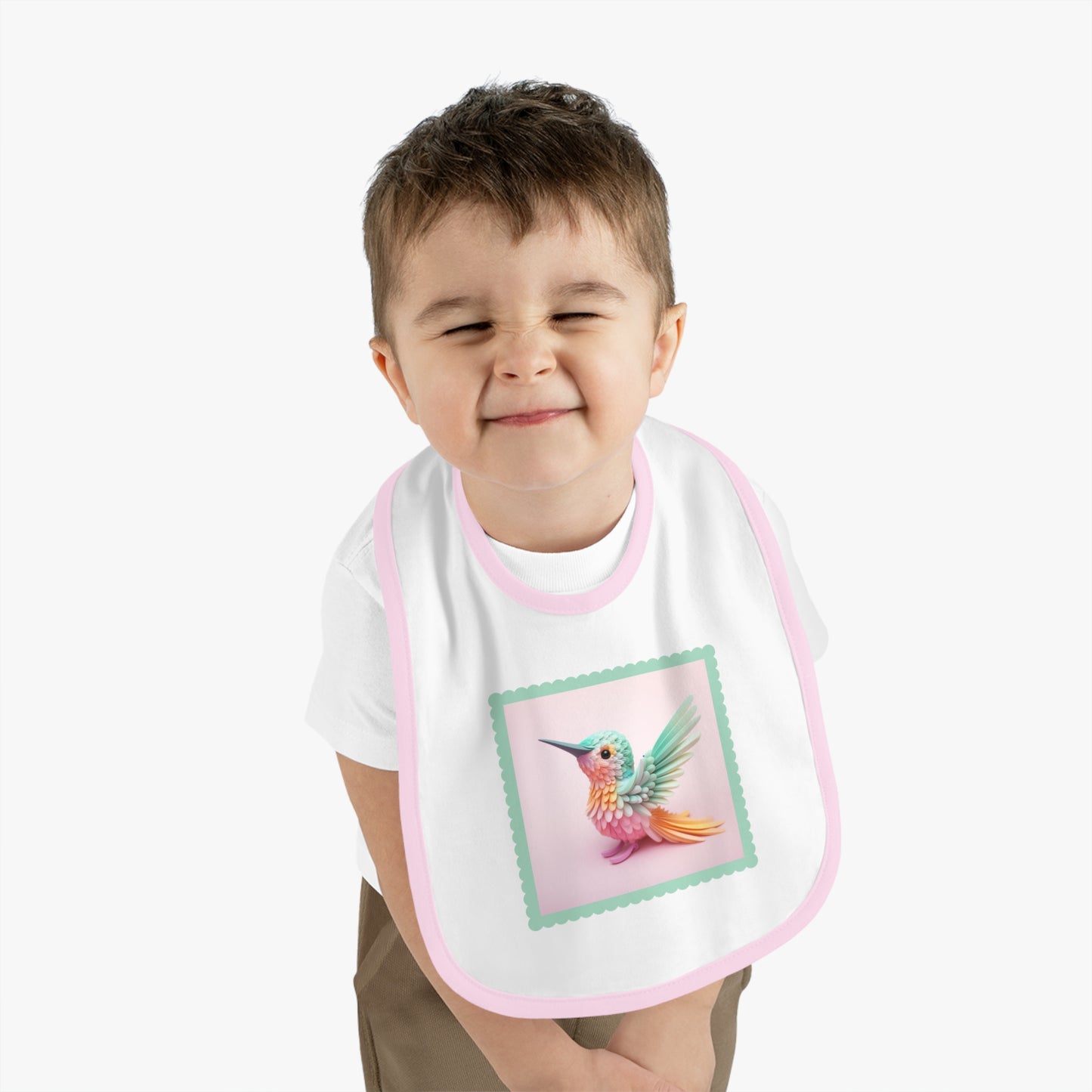 Baby Contrast Trim Jersey Bib Hummingbird 2