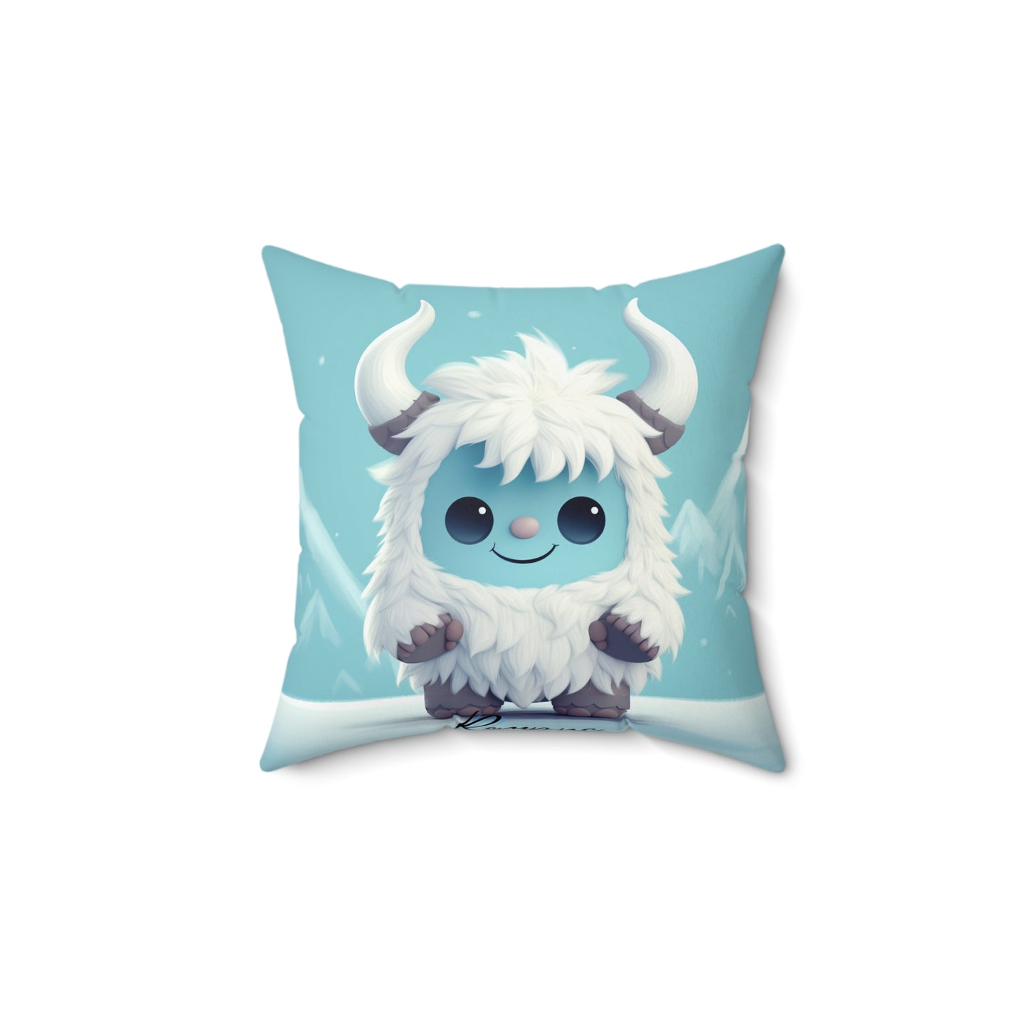 Spun Polyester Square Pillow Rompus... Yeti Kin