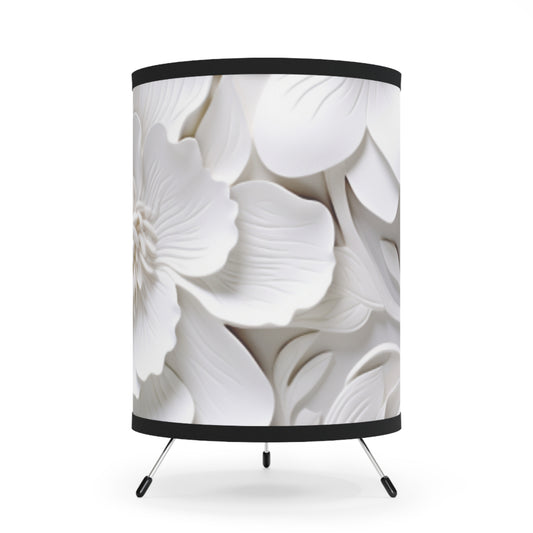 Tripod Lamp - White Flowers