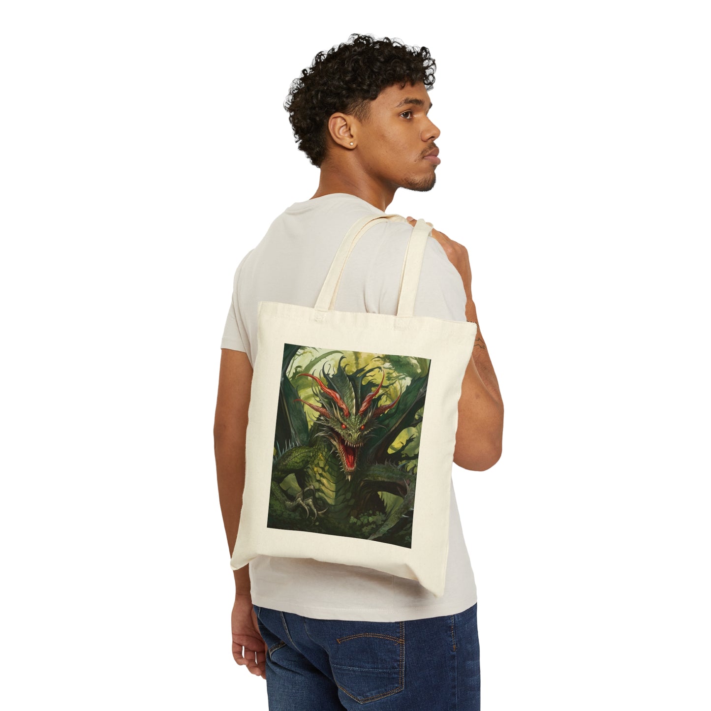 Cotton Canvas Tote Bag Jabberwocky Dragon (both sides)