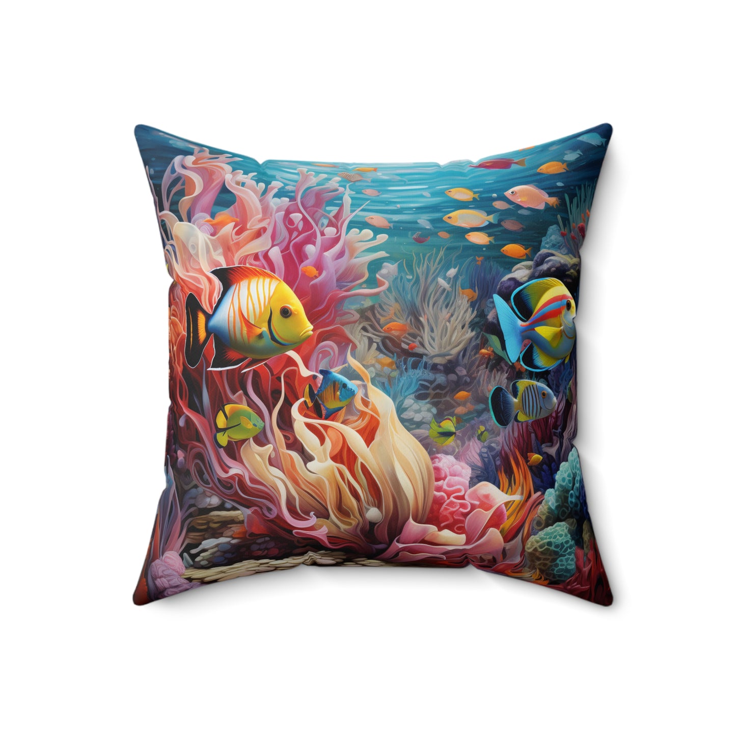 Spun Polyester Square Pillow Coral Reefer