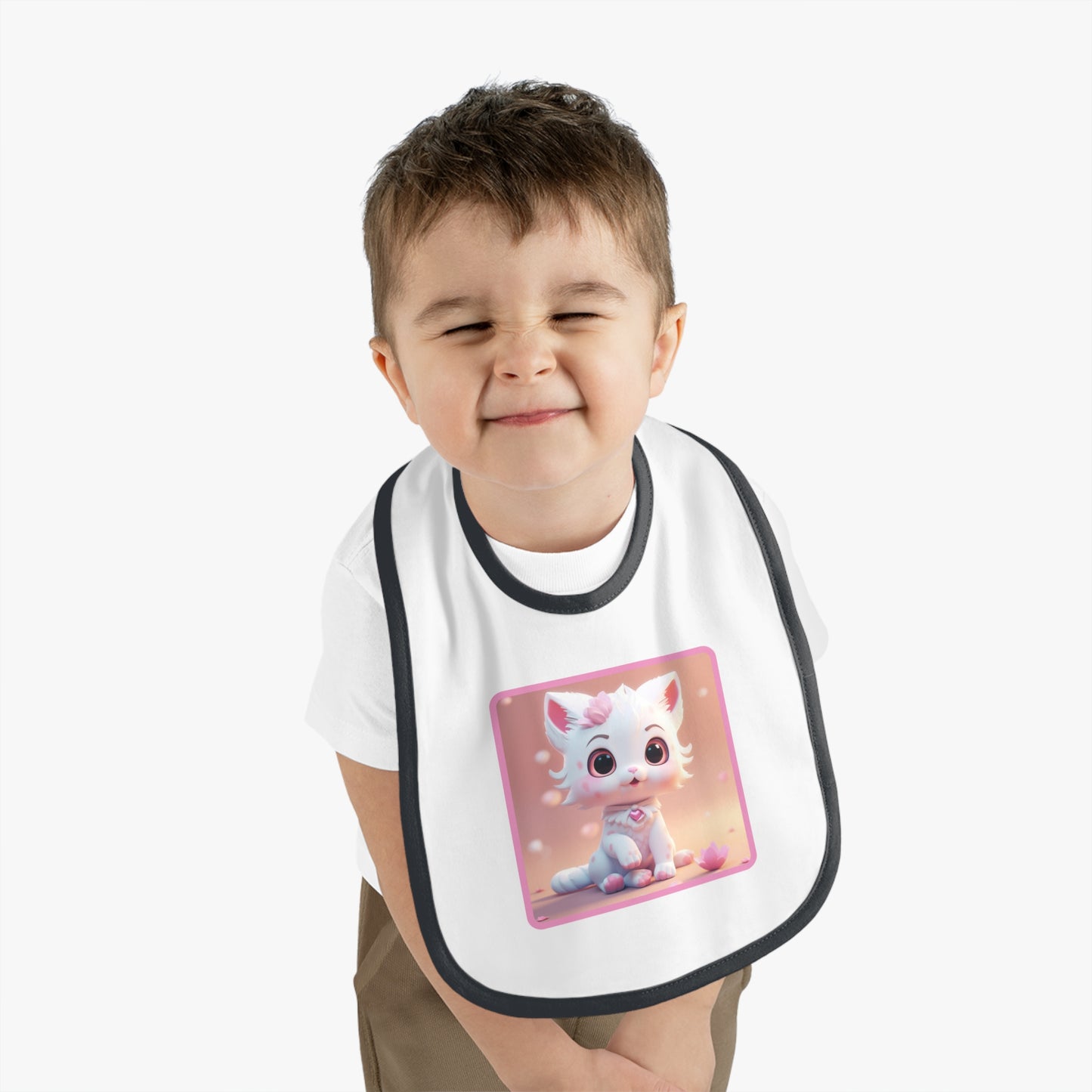 Baby Contrast Trim Jersey Bib Cat 2