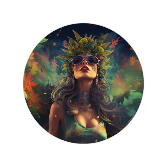 Transparent Outdoor Stickers, Round, 1pcs Hippie Chick