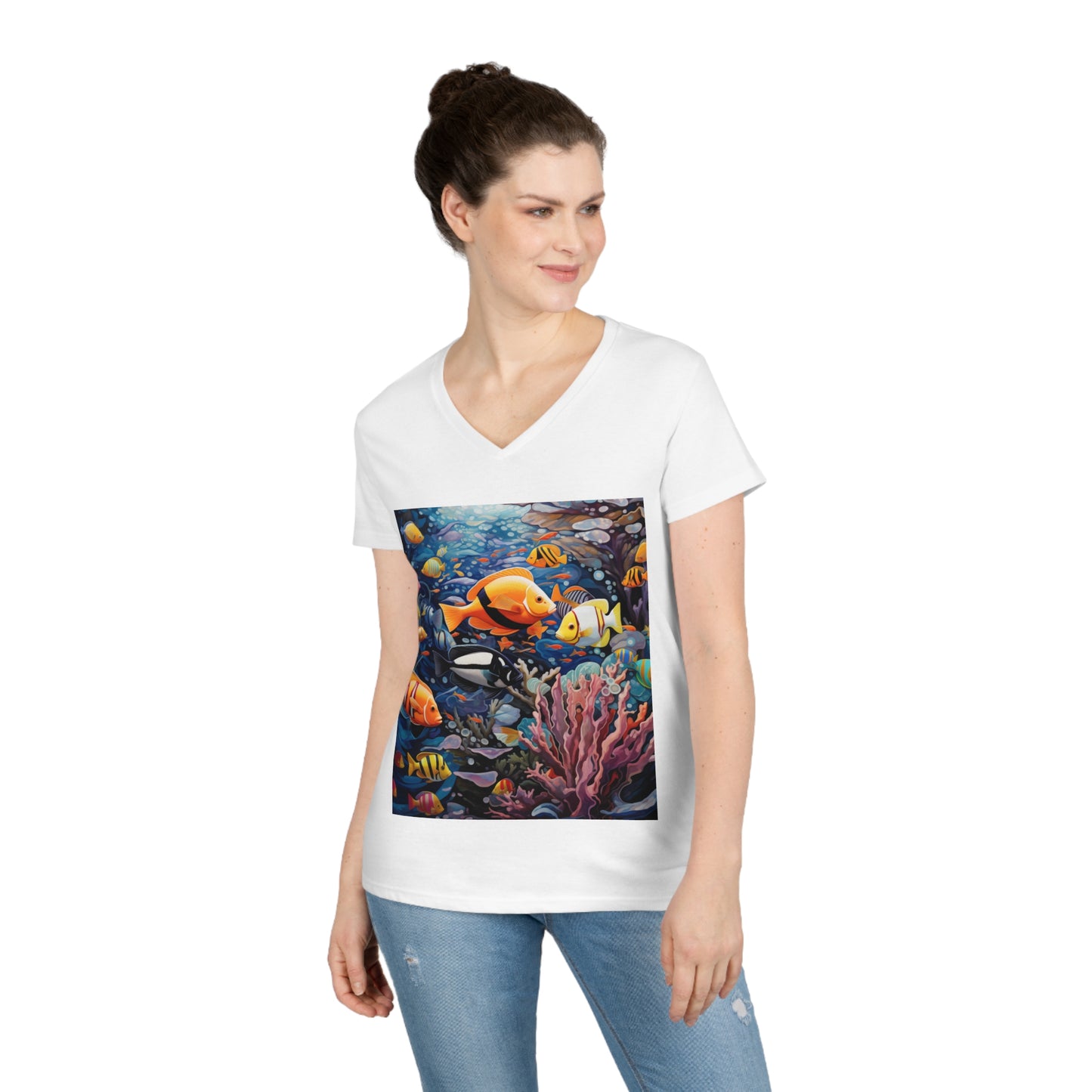 Ladies' V-Neck T-Shirt Coral Reefer