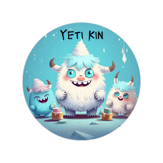 Transparent Outdoor Stickers, Round, 1pcs Yeti Kin Party 4