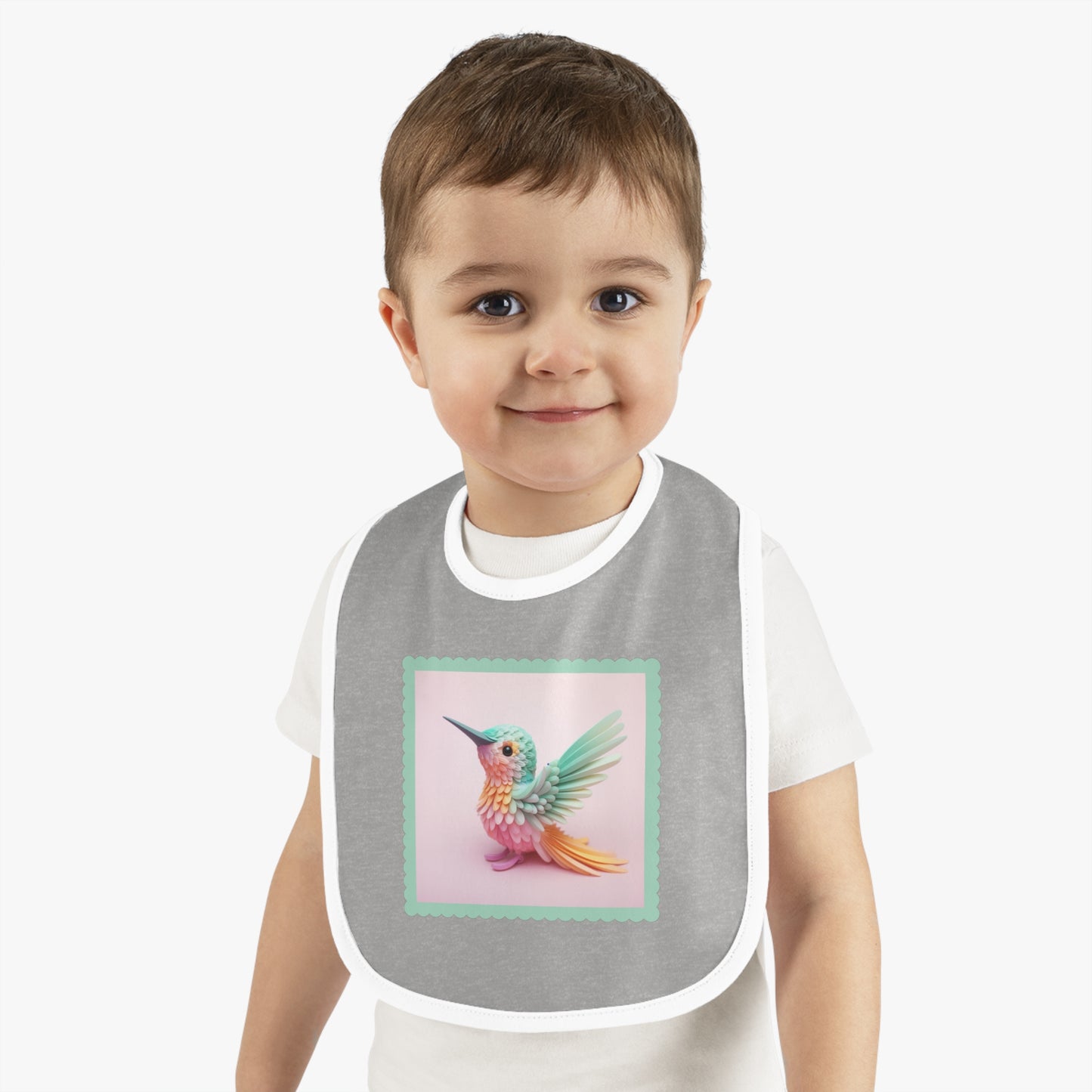 Baby Contrast Trim Jersey Bib Hummingbird 2