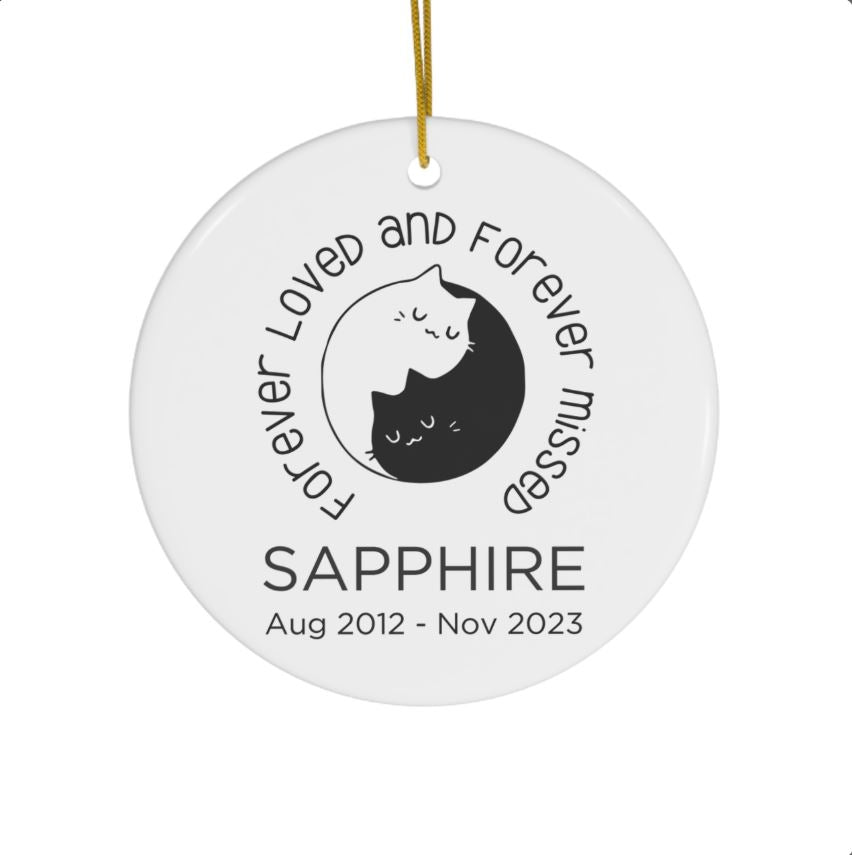 Personalized Pet Cat Memorial Ceramic Ornament