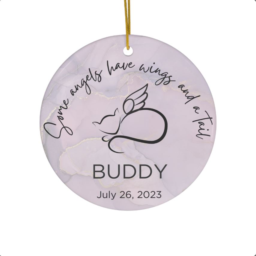 Personalized Pet Cat Memorial Ceramic Ornament