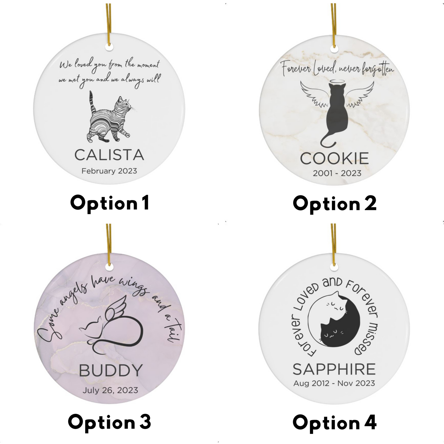 Personalized Pet Cat Memorial Ceramic Ornament