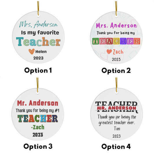 Personalized Teacher Ceramic Ornament