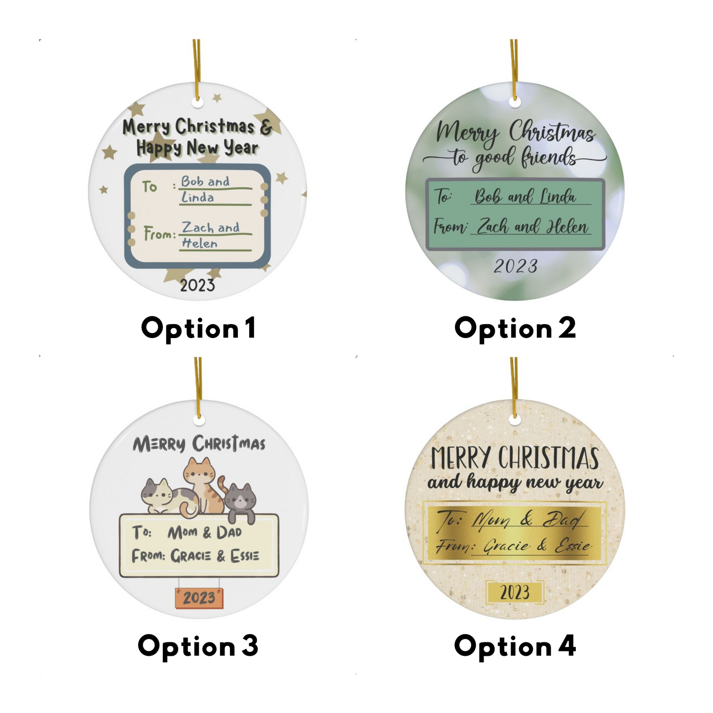 Personalized To/From Label Ceramic Ornament