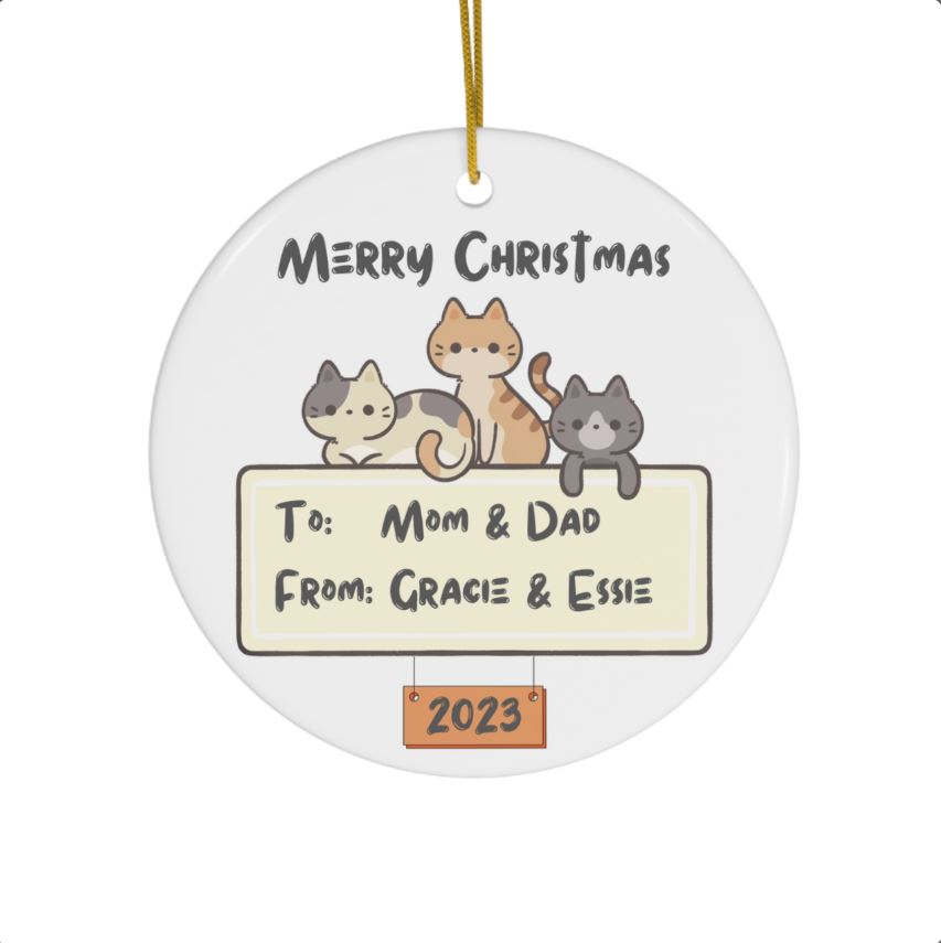 Personalized To/From Label Ceramic Ornament