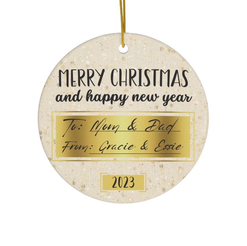 Personalized To/From Label Ceramic Ornament