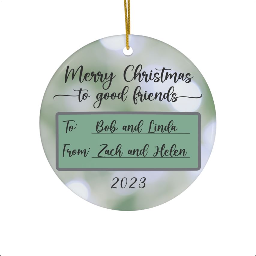 Personalized To/From Label Ceramic Ornament